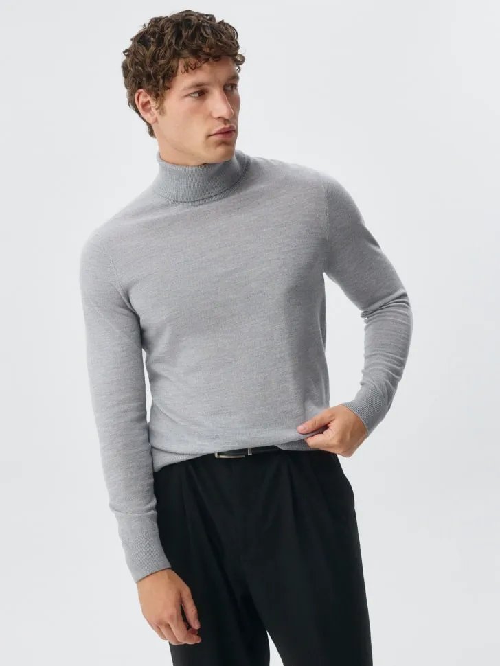Водолазка из мериносовой шерсти, серый, арт. 13093