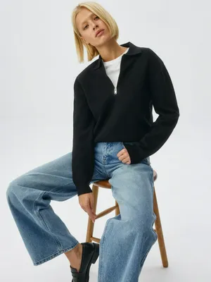 Вязаный джемпер-поло на молнии, арт. 13095