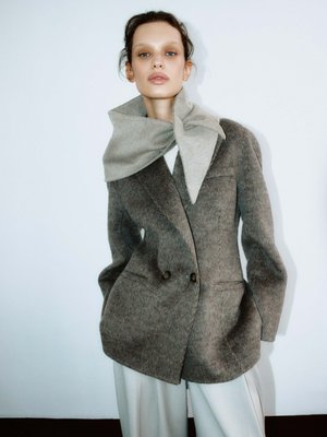 Драповый жакет из смесовой шерсти премиум качества, серый, арт. DRPJ2023