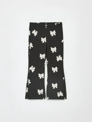 Брюки клеш с принтом, черный, бежевый, арт. Не указан
