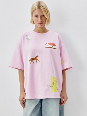 Футболка оверсайз с принтом и вышивкой, арт. 13164