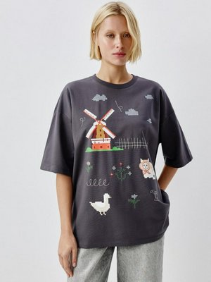 Футболка оверсайз с принтом и вышивкой, арт. 13165