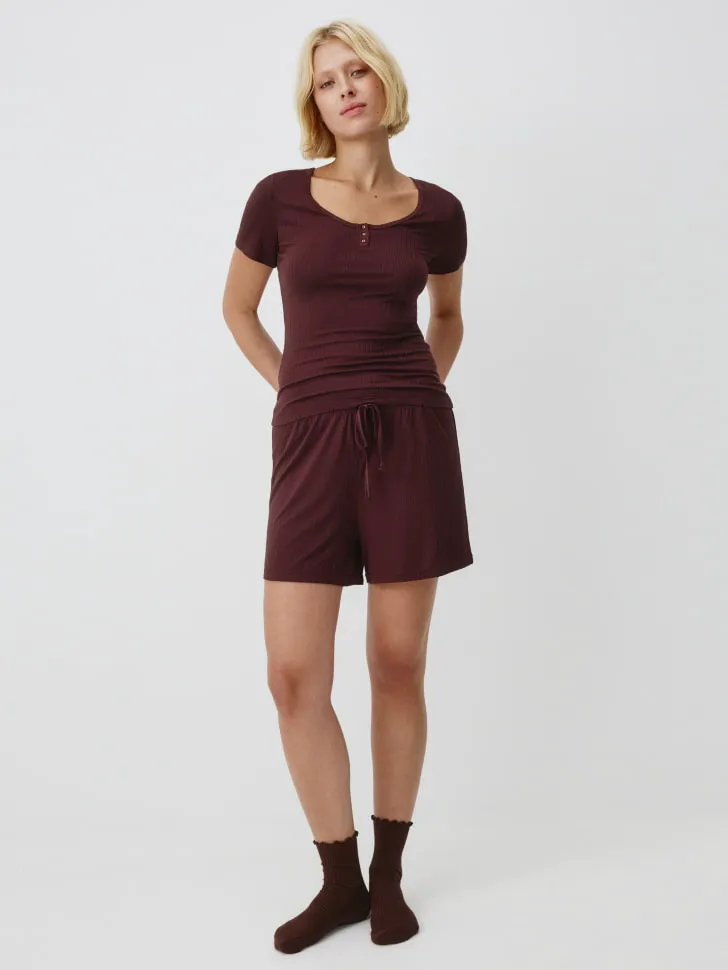 Пижамные шорты, бордовый, арт. 13167