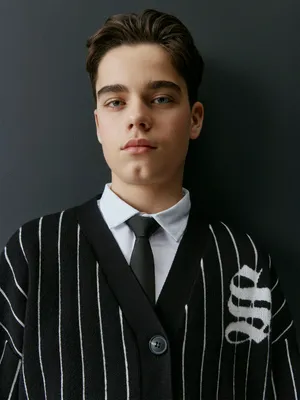 Вязаный кардиган оверсайз детский, черный, белый, арт. Не указан