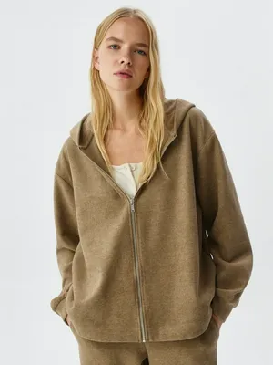 Трикотажное худи оверсайз на молнии, арт. 13187