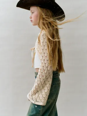 Болеро ажурной вязки для девочек, арт. 13191