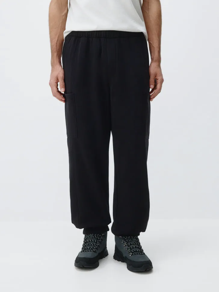 Утепленные джоггеры карго, черный, арт. 13218