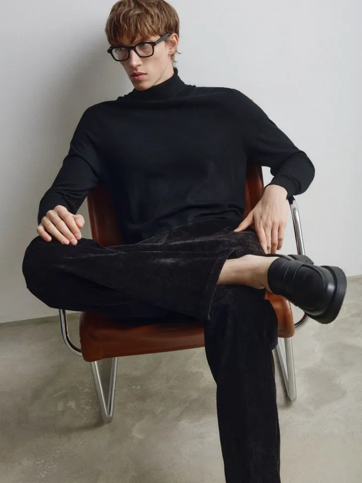 Водолазка из мериносовой шерсти, черный, арт. 13219