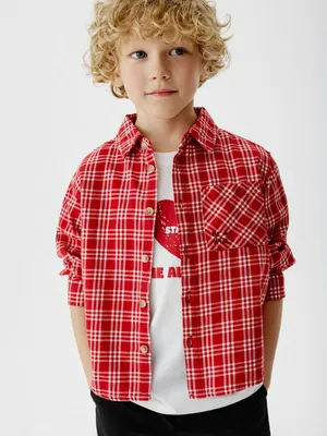 Рубашка из твила в клетку, арт. 13223