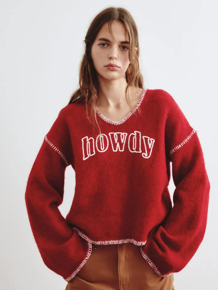 Вязаный укороченный джемпер, красный, арт. 13227