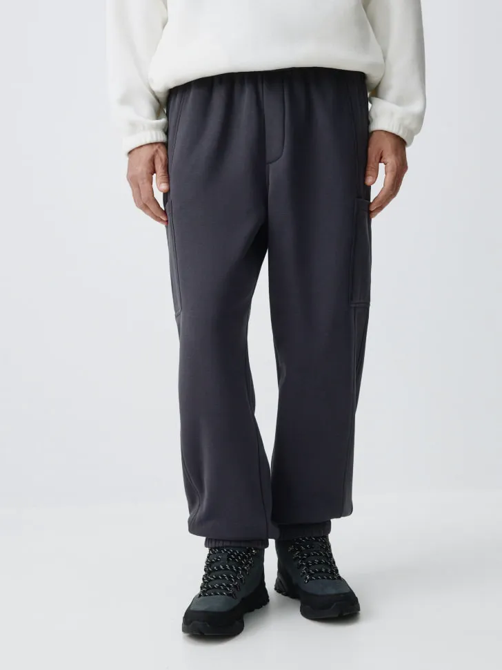 Утепленные джоггеры карго, серый, арт. 13230