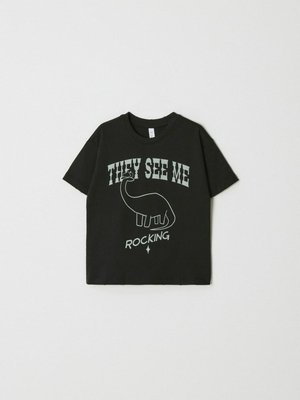 Футболка оверсайз с принтом, черный, белый, арт. Арт. 12345