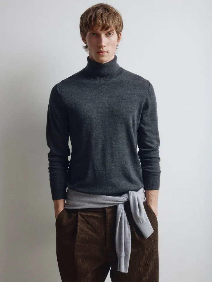 Водолазка из мериносовой шерсти, серый, арт. 13244