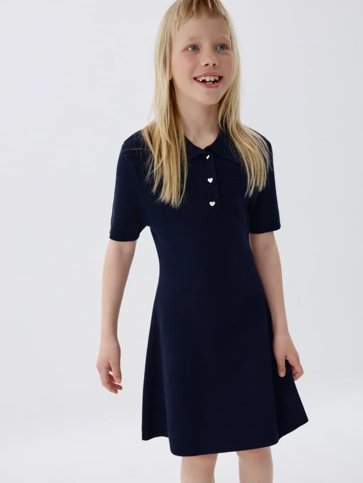 Вязаное платье для девочек, синий, арт. 13249