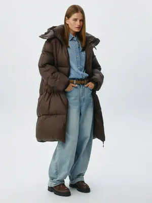 Длинный пуховик с натуральным утеплителем, арт. 13254