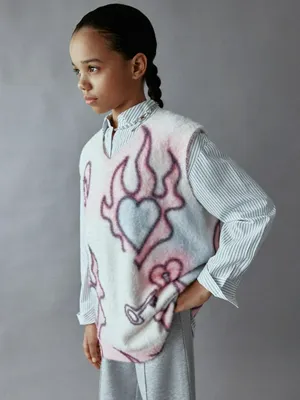 Вязаный жилет из пушистой пряжи для девочек, арт. 13259