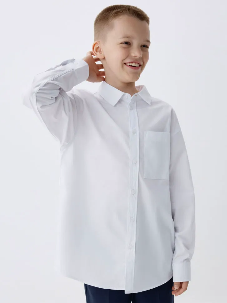 Хлопковая рубашка оверсайз для мальчиков, белый, арт. 13267