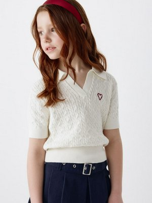 Вязаное поло с вышивкой для девочек, арт. 13271