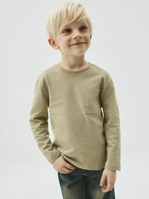 Базовый лонгслив детский, оливковый, арт. KID001