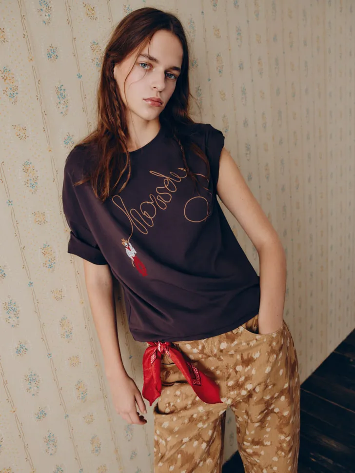 Футболка с принтом и вышивкой SELA Young, серый, арт. 14779