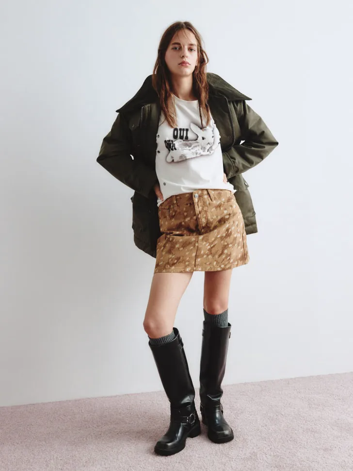 Джинсовая мини юбка, бежевый, арт. 14784