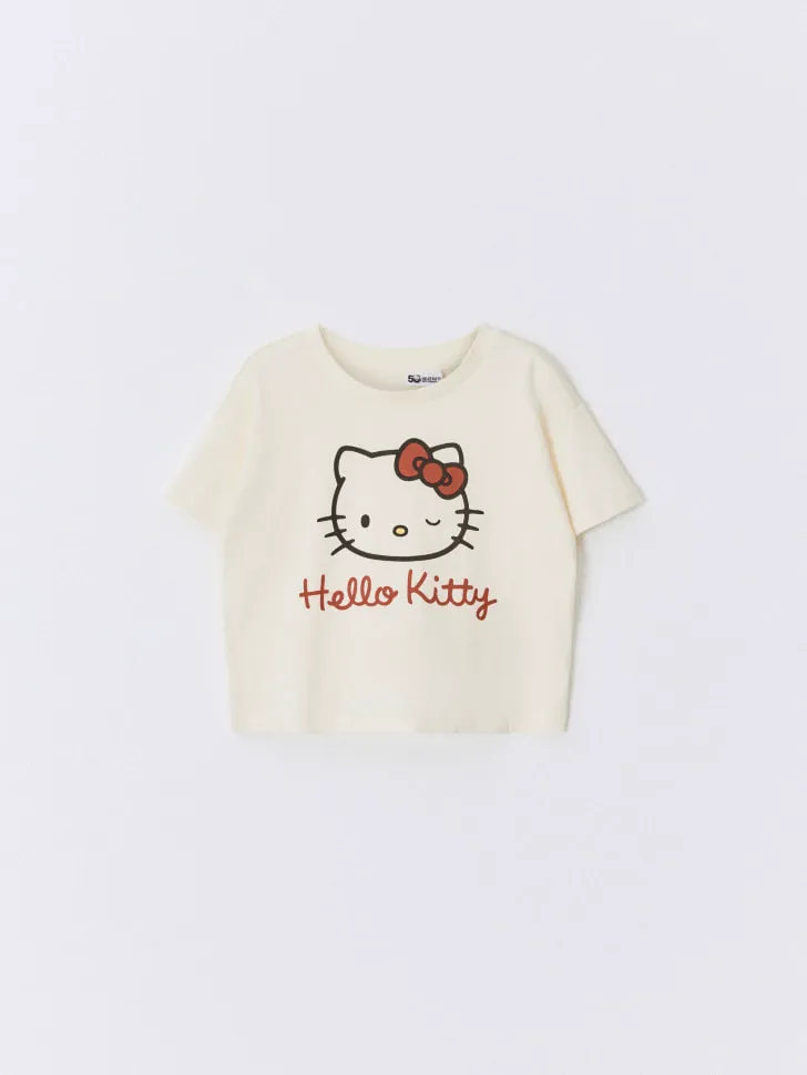 Пижамная футболка с принтом Hello Kitty, бежевый, арт. 14785