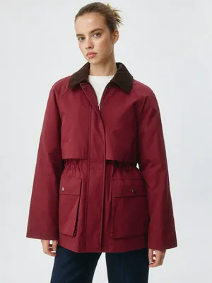 Парка из твилла с жатым эффектом, бордовый, коричневый, арт. PRK001