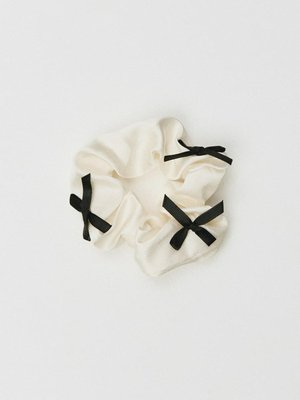 Текстильная резинка с бантиками, молочный, черный, арт. 14804