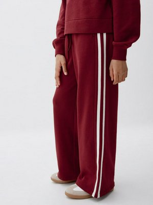 Широкие брюки с лампасами, бордовый, белый, арт. Н/Д