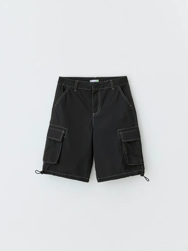 Шорты-парашюты с карманами для мальчиков, черный, арт. ART-001