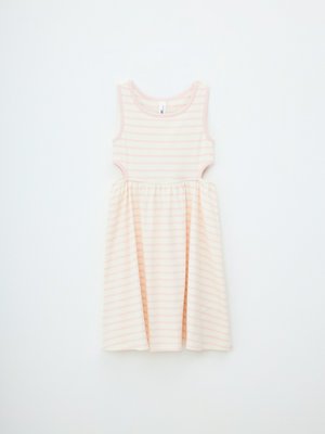 Трикотажное платье в полоску, белый, розовый, арт. ДП-001