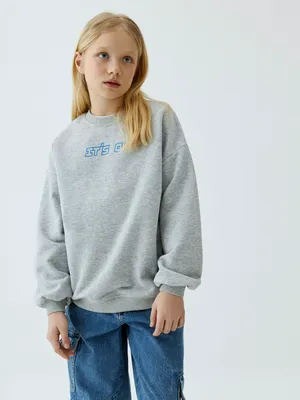 Свитшот оверсайз с принтом, серый, арт. Не указан