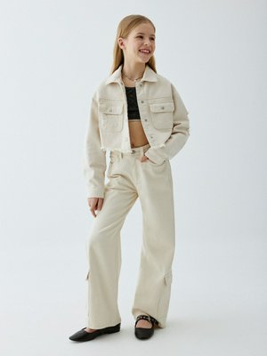 Укороченная джинсовая куртка, бежевый, арт. ART202301