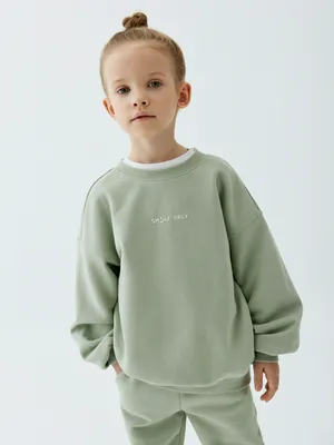 Свитшот оверсайз с принтом для девочек, светло-зеленый, арт. Не указан