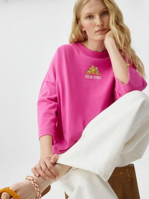 Футболка оверсайз с принтом, розовый, арт. Неизвестен