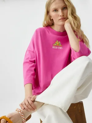 Футболка оверсайз с принтом, розовый, арт. Неизвестен