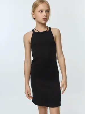 Трикотажное платье на бретелях, черный, арт. 14851