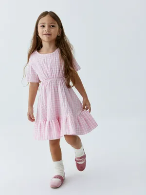 Платье в клетку виши, розовый, белый, арт. 000