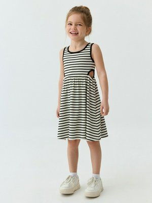 Трикотажное платье в полоску, белый, черный, арт. 123456