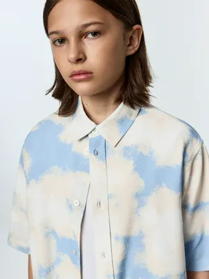 Рубашка с короткими рукавами, голубой, бежевый, арт. 0000