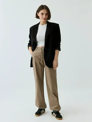 Брюки парашюты из твила, бежевый, арт. 14865