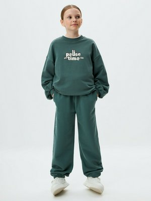 Джоггеры с принтом для девочек, темно-зеленый, арт. 12345