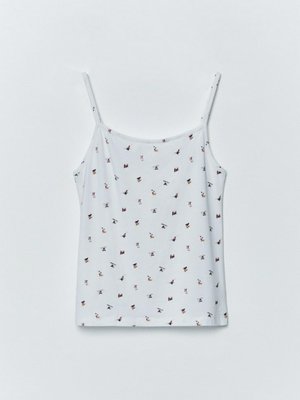 Домашний топ из смесового модала, белый, арт. 14896