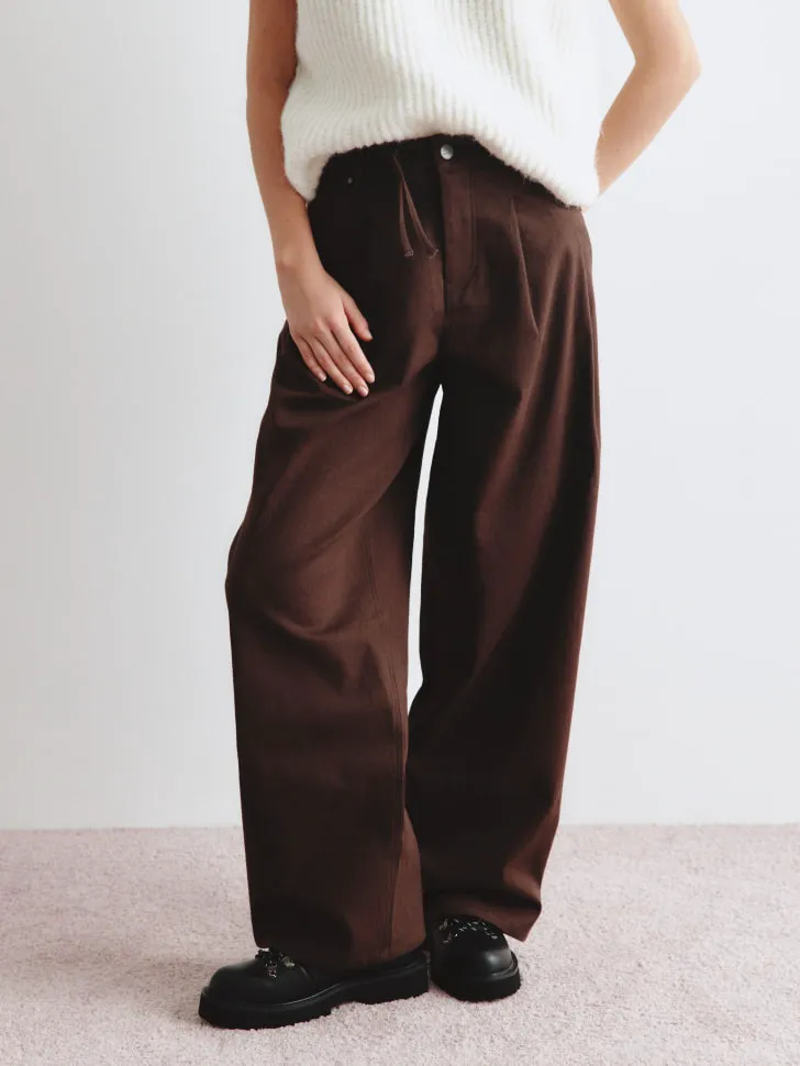 Свободные брюки с кулиской, коричневый, арт. 14900
