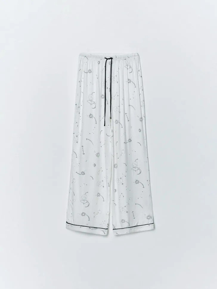 Пижамные брюки с принтом, белый, арт. 14905