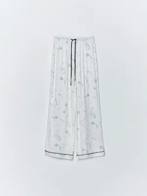 Пижамные брюки с принтом, белый, арт. 14905