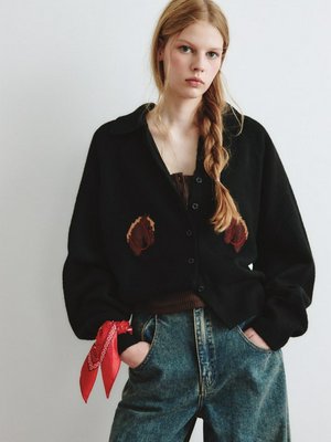 Вязаный кардиган SELA Young с иллюстрацией, черный, арт. sy001