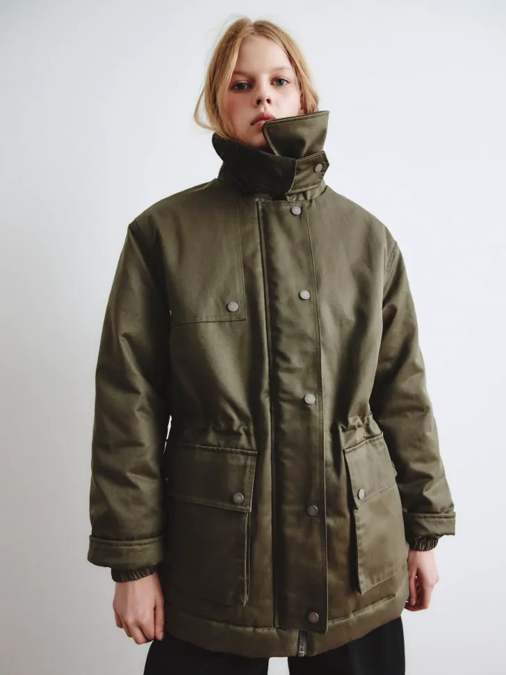 Куртка с отложным воротником, хаки, арт. 14908