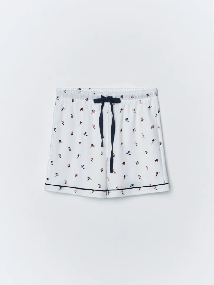 Пижамные шорты с принтом, белый, арт. 14913