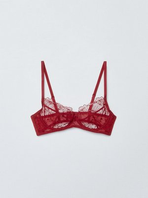 Бюстгальтер из сетки с вышивкой, бордовый, арт. art001